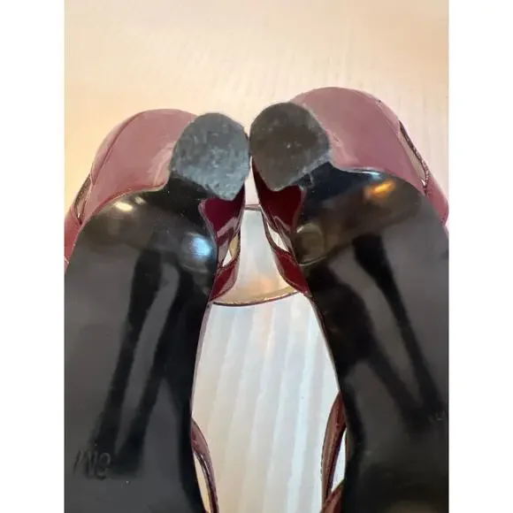 Nine West Vintage Y2K Folowe d'Orsay Burgundy Ankle Strap Heels size 8 - Picture 13 of 14